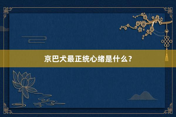 京巴犬最正统心绪是什么？